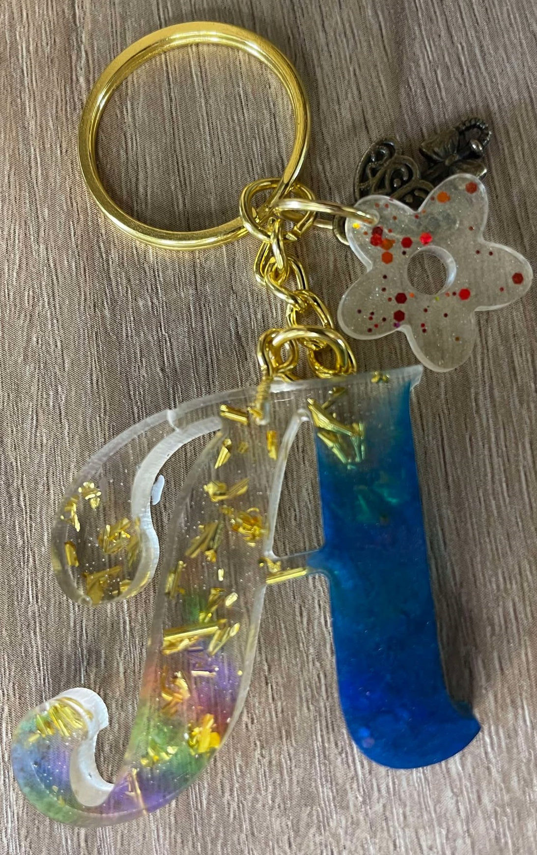 Porte clef initial couleur au choix